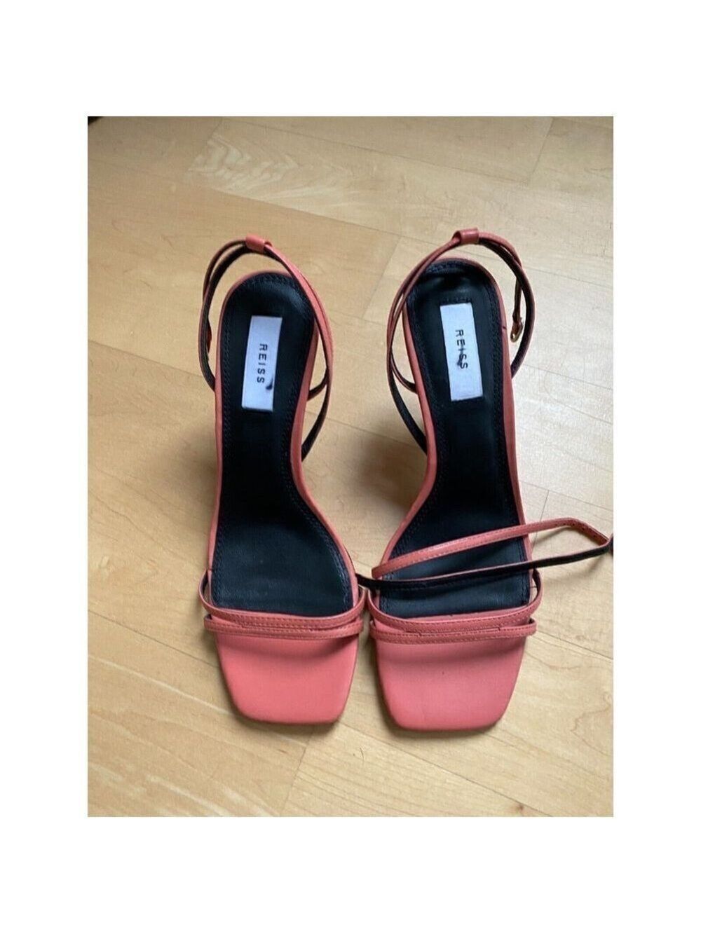 Reiss "Bali" Leather Strappy Coral Heels - Picture 2 of 8